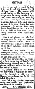 "Obituary." Bremer County Phoenix (Bremer County, IA), June 11, 1863.